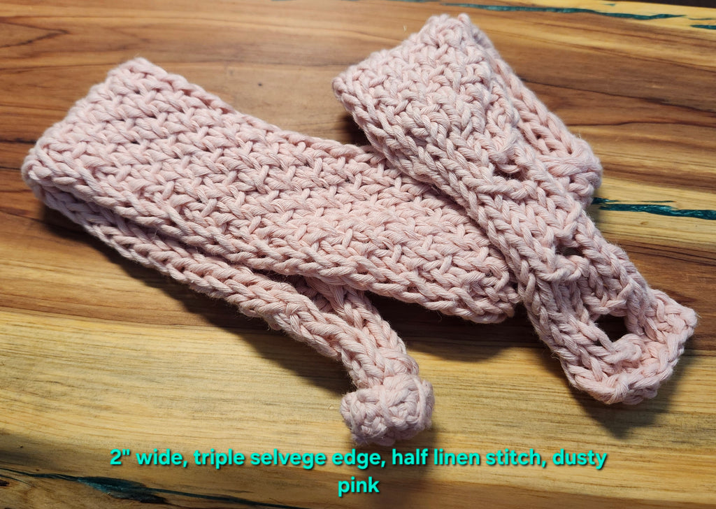 Custom Hand-Knit Hemp Cotton Spa Headband – Adjustable Button Hair Wrap