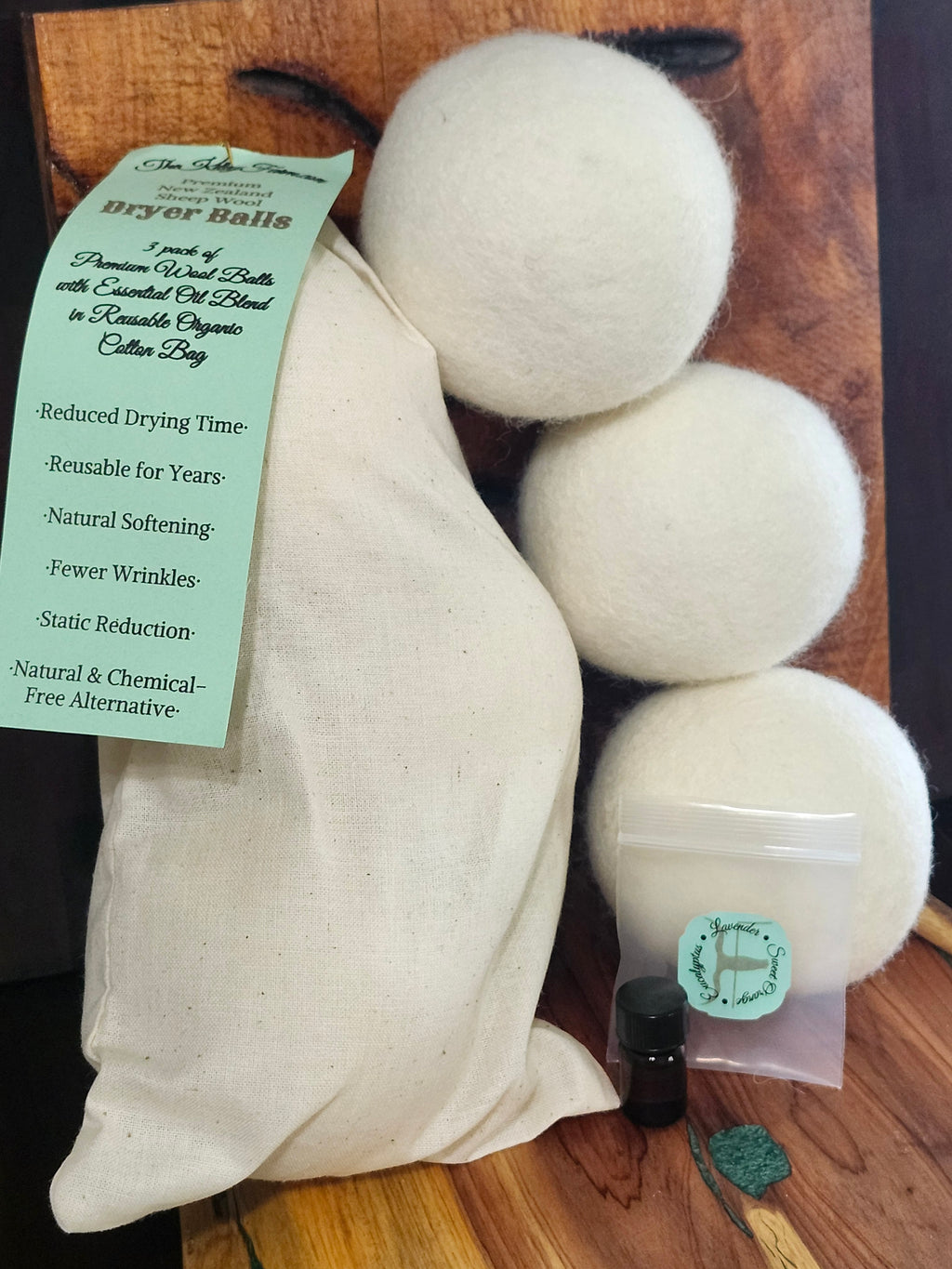Premium New Zealand Sheep Wool Dryer Balls with Essential Oil