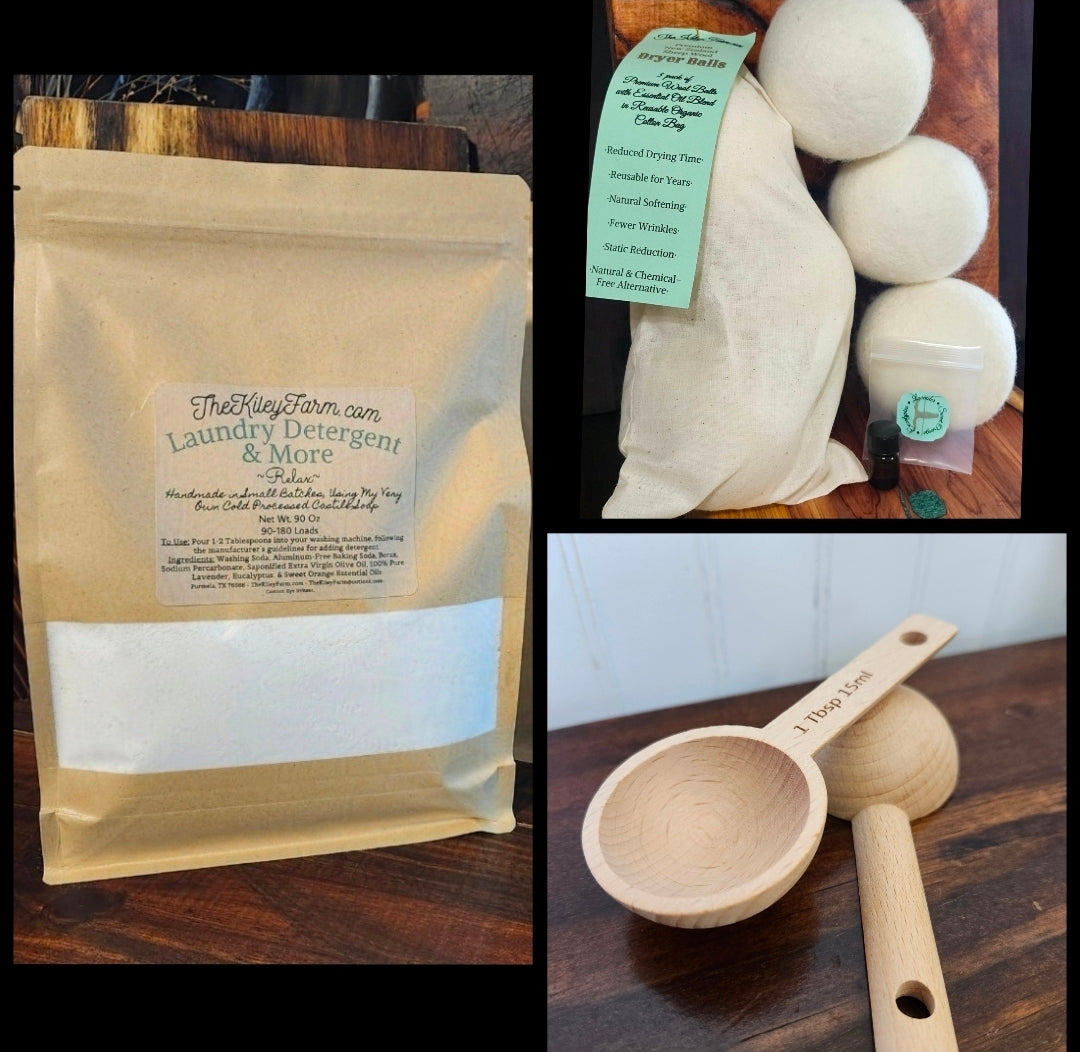 Bundle & Save: Laundry Detergent, Wool Dryer Balls, & Beechwood Spoon