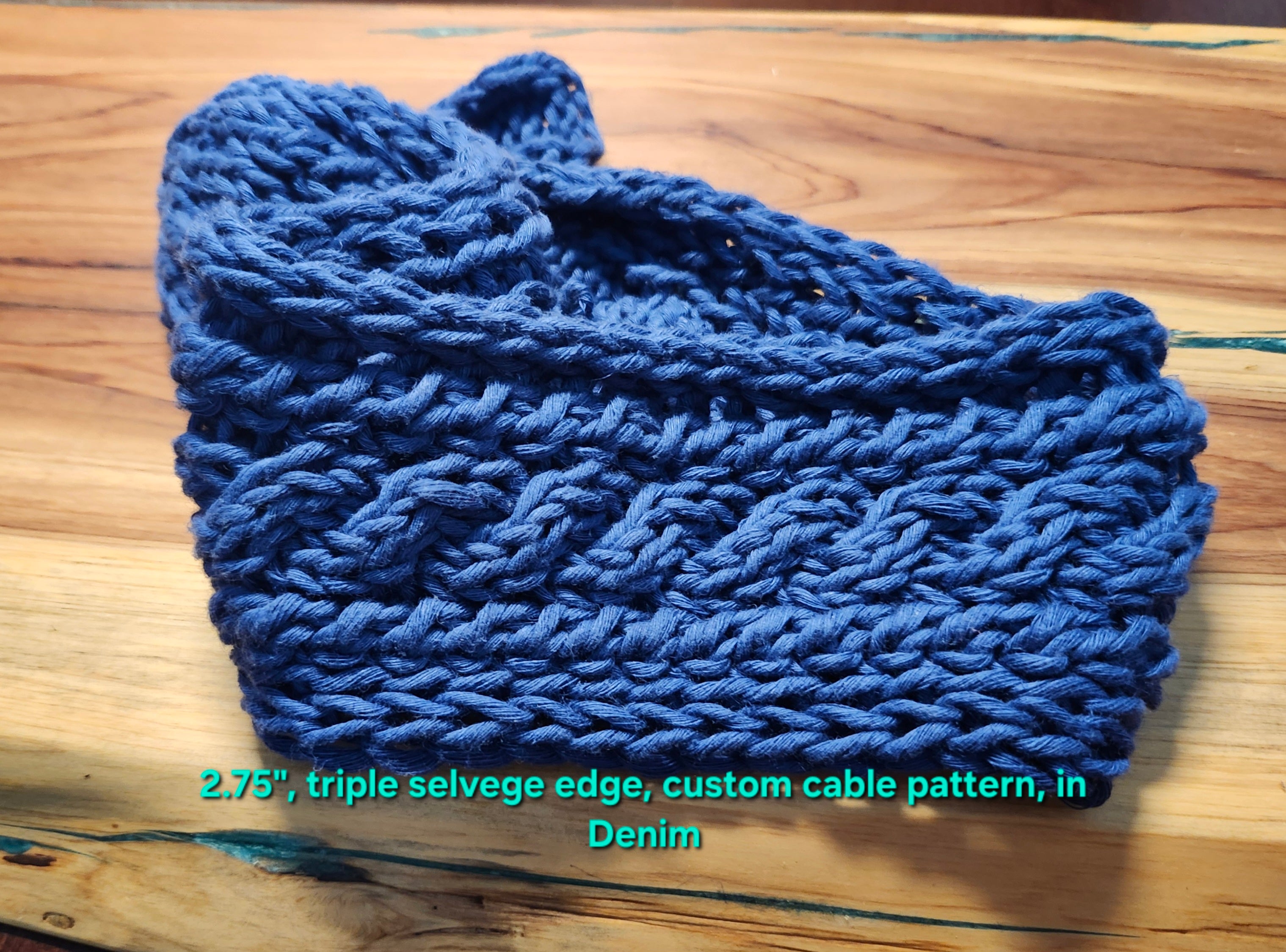 Custom Hand-Knit Hemp Cotton Spa Headband – Adjustable Button Hair Wrap